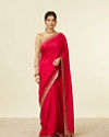 Dark Red Floral Sequinned Saree with Tassels Latkans